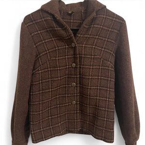 Brown Plaid Button-Up Jacket